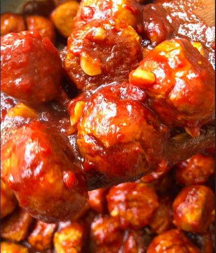Tofu Balls in a red sweet and sour sauce